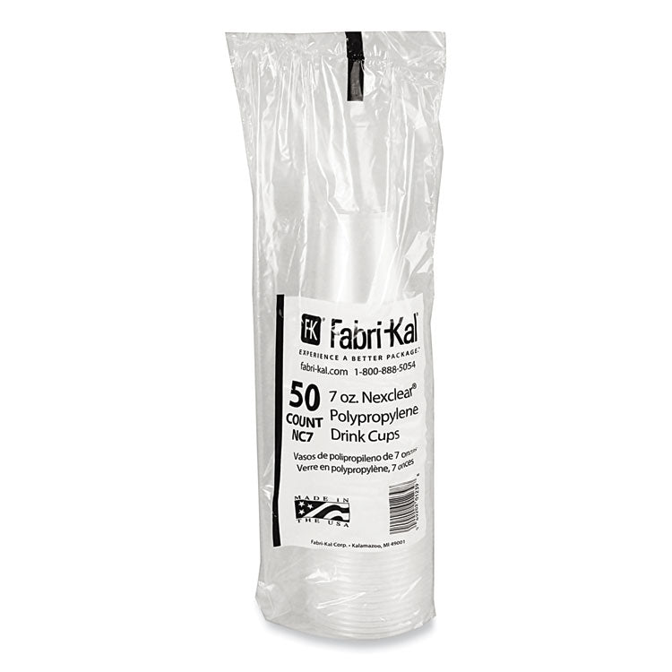 Nexclear Polypropylene Drink Cups, 7 oz, Plastic, Clear, 50/Bag, 20 Bags/Carton