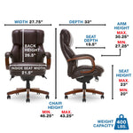 La-Z-Boy Fairmont Ergonomic Faux Leather Executive Big & Tall Chair, 400 lb. Capacity, Biscuit Brown (44940OSS)