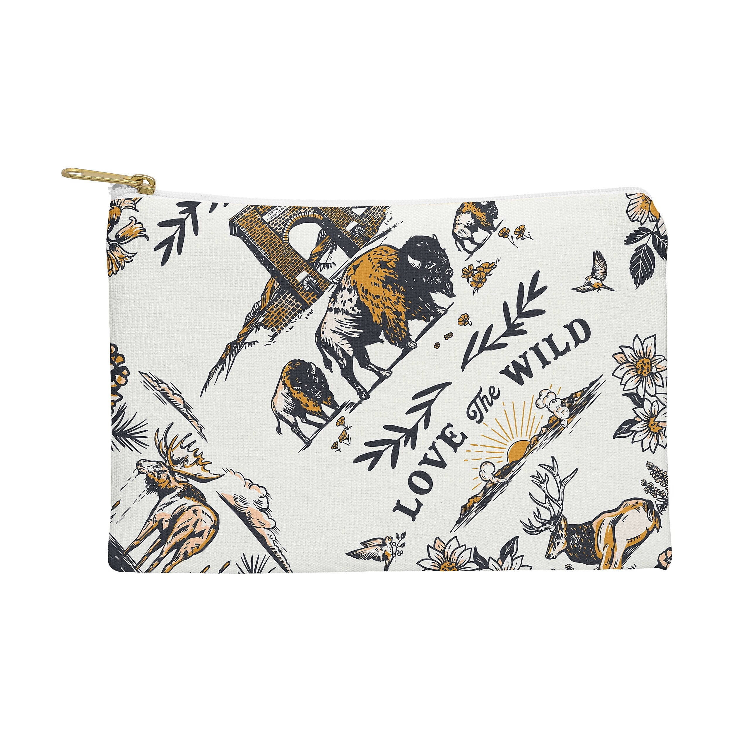DENY Designs Vintage Yellowstone 8.5" Polyester Travel Pouch, Water Resistant, Multicolored (88422-WPOFSM)