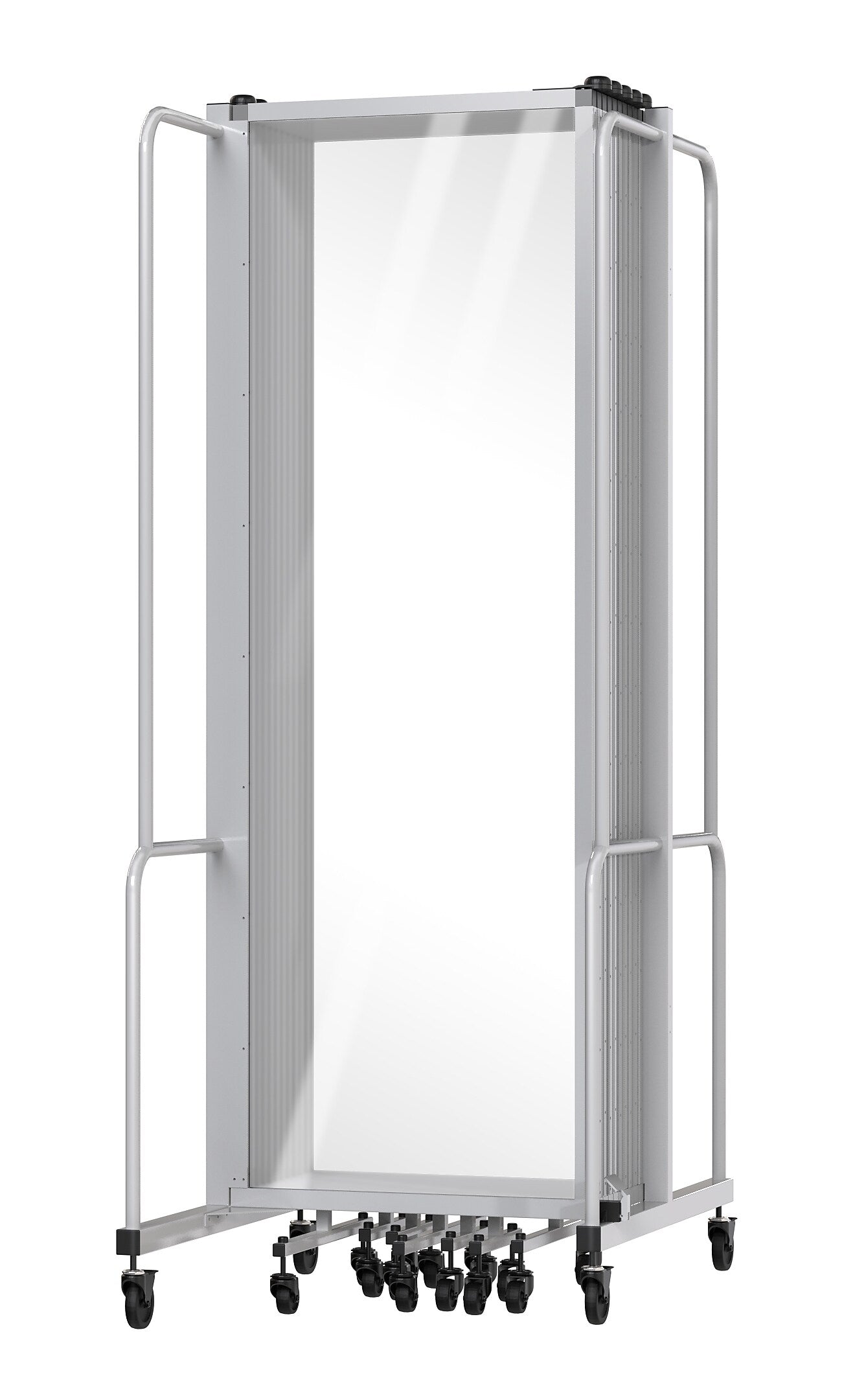 National Public Seating Robo Series 11-Panel Folding Mobile Room Divider, 72"H x 256"W, Clear Acrylic (RDG6-11CA)