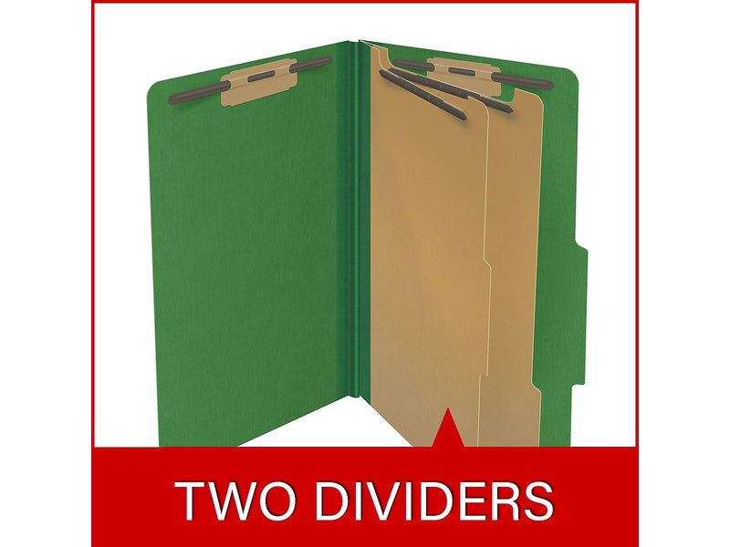 Medical Arts Press Pressboard Classification Folder, 2 Dividers, 2" Expansion, Legal Size, Moss Green, 10/Box