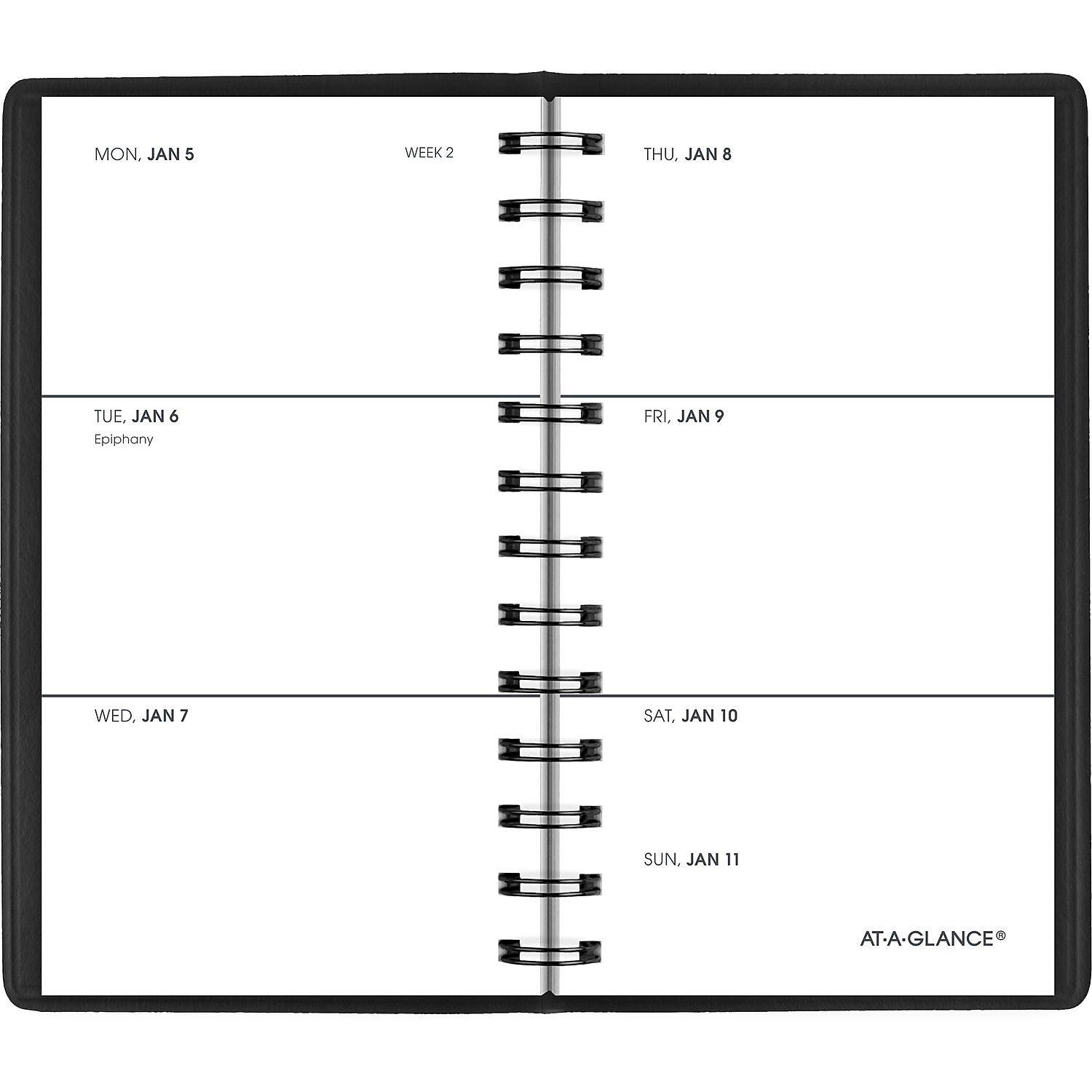 2026 AT-A-GLANCE 2.5" x 4.5" Weekly Planner, Faux Leather Cover, Black (70-035-05-26)