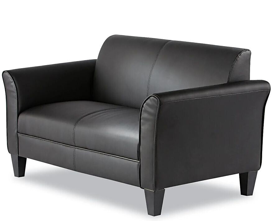 Alera 55.5"W Bonded Leather Loveseat, Black (ALERL22LS10B)