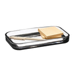mDesign Glass Desk Tray, Clear/Matte Black (26041)