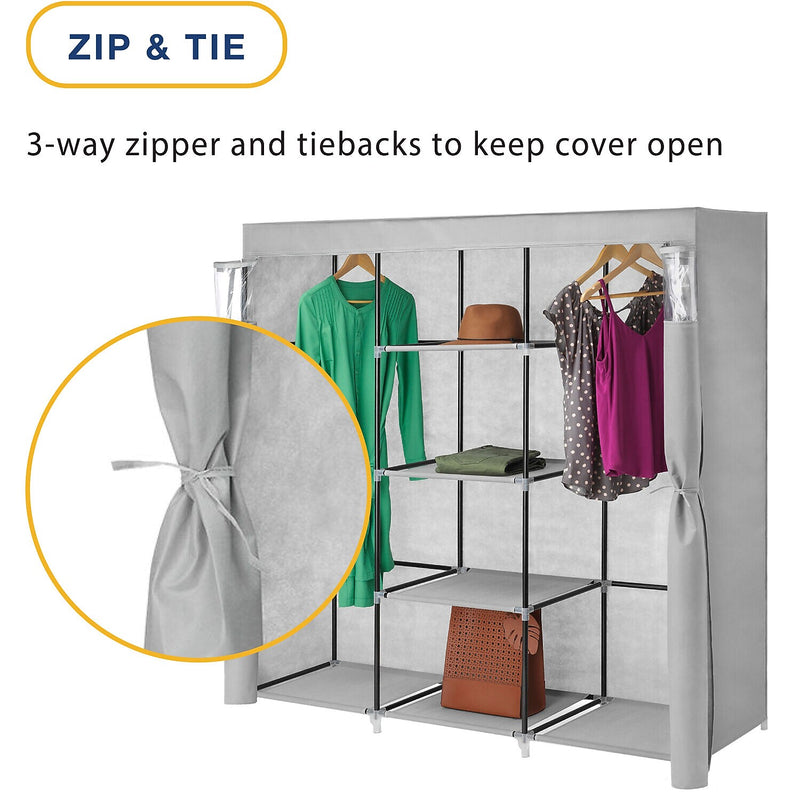 Whitmor 61.02" x 61.02" Portable Closet, Gray (6262-11750-SIOC)