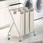 Whitmor 3-Section Rolling Laundry Sorter, Metal, (6640-4794)