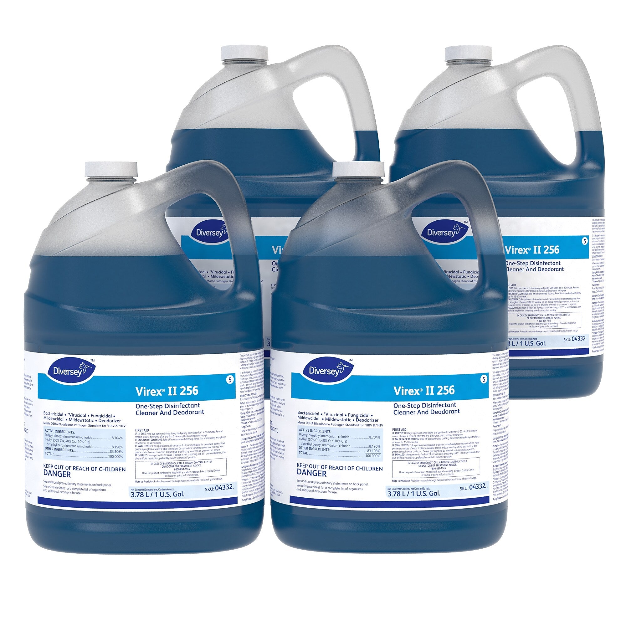 Virex II 256 Cleaner Disinfectants, Mint, 128 oz., 4/Carton (04332)