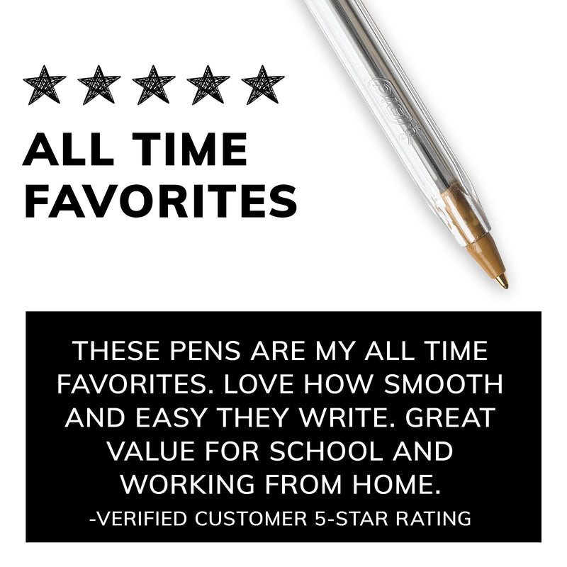 BIC Cristal Xtra Smooth Ballpoint Pens, Medium Point, 0.1mm, Black Ink, Dozen (MS11BK)