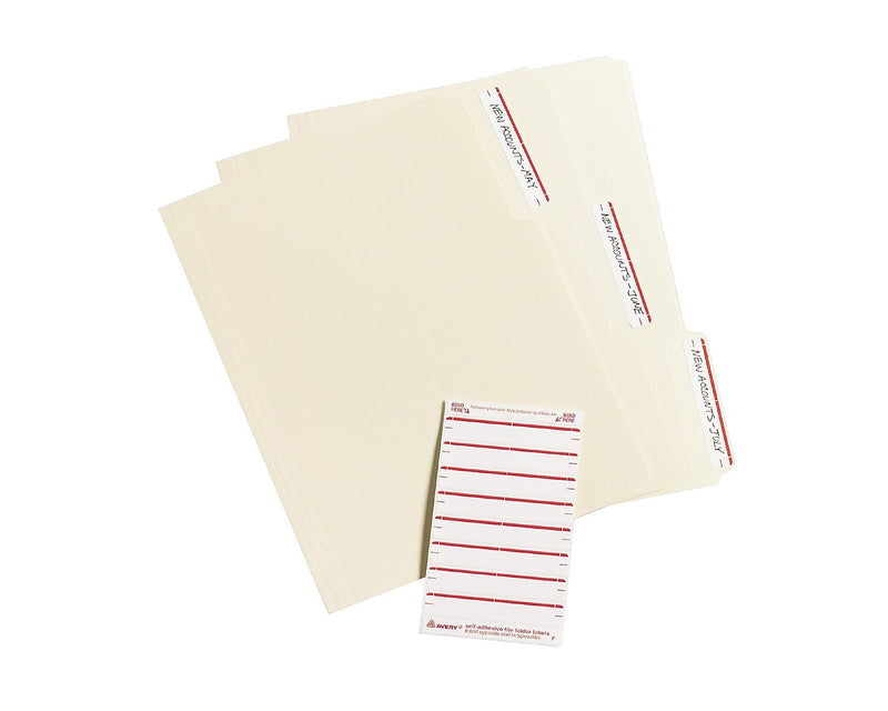Avery Easy Peel Laser/Inkjet File Folder Labels, 2/3" x 3-7/16", White/Red, 252 Labels/Pack (5201)
