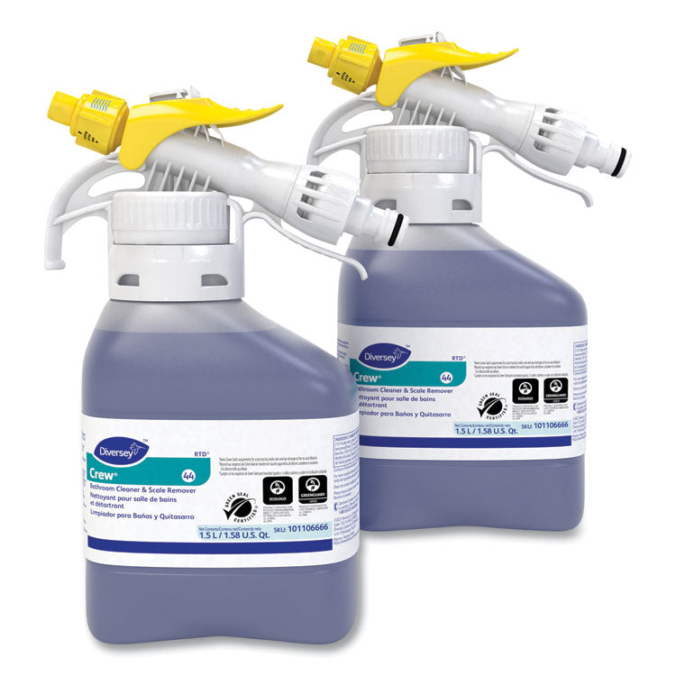 Crew Bathroom Cleaner and Scale Remover, Liquid, 1.5 L Bottle, 2/Carton