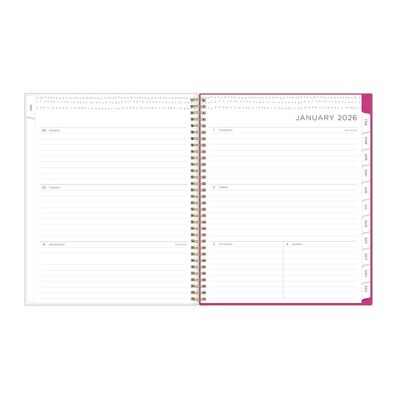 Planning Calendar KV Magenta Blooms PP 8.5x11 RY26 Wkly/Mthly Safety Wirebound -