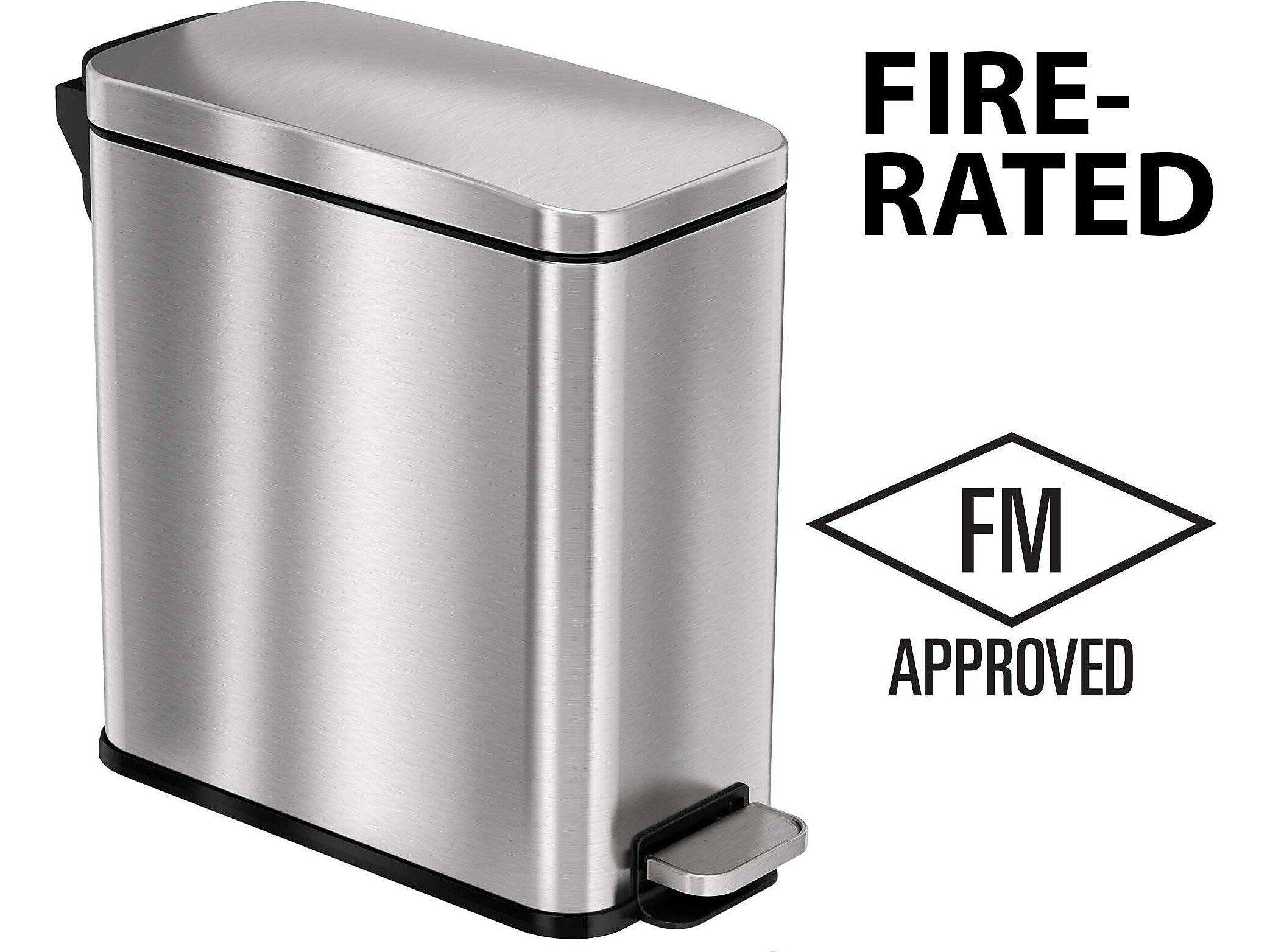 HLS Commercial Stainless Steel Step Trash Can with Hinged Lid, 3-Gallon, Silver (HLSS03RFR)