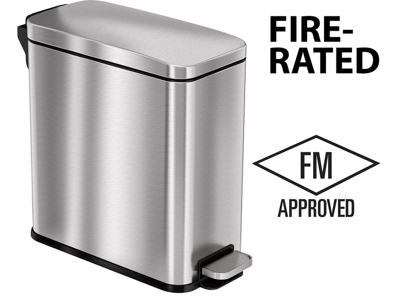 HLS Commercial Stainless Steel Step Trash Can with Hinged Lid, 3-Gallon, Silver (HLSS03RFR)