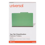 Bright Colored Pressboard Classification Folders, 2" Expansion, 2 Dividers, 6 Fasteners, Legal Size, Emerald Green, 10/Box