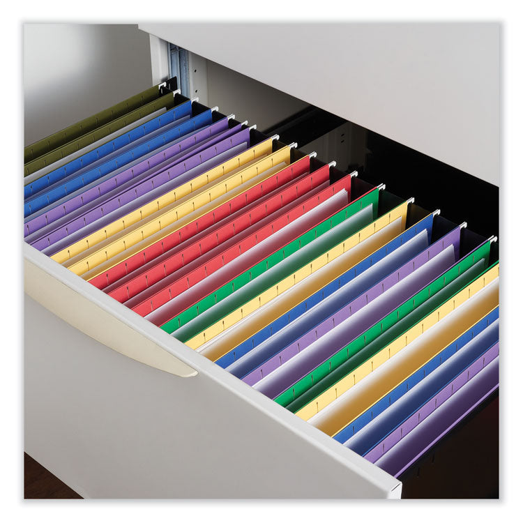 Deluxe Bright Color Hanging File Folders, Legal Size, 1/5-Cut Tabs, Bright Green, 25/Box