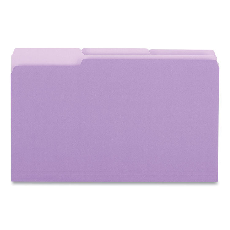 Interior File Folders, 1/3-Cut Tabs: Assorted, Legal Size, 11-pt Stock, Violet, 100/Box