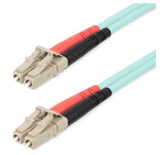 StarTech 25m (82ft) LC to LC (UPC) Duplex OM4 Multimode Fiber Optic Patch Cable, 50/125, Aqua (450FBLCLC25)