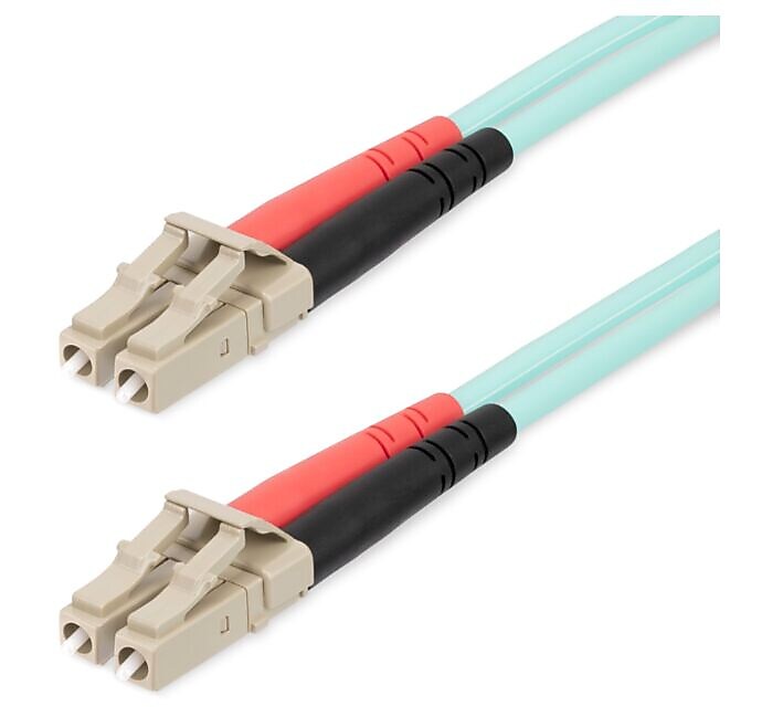StarTech 25m (82ft) LC to LC (UPC) Duplex OM4 Multimode Fiber Optic Patch Cable, 50/125, Aqua (450FBLCLC25)