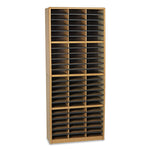Steel/Fiberboard Literature Sorter, 72 Compartments, 32.25 x 13.5 x 75, Med Oak