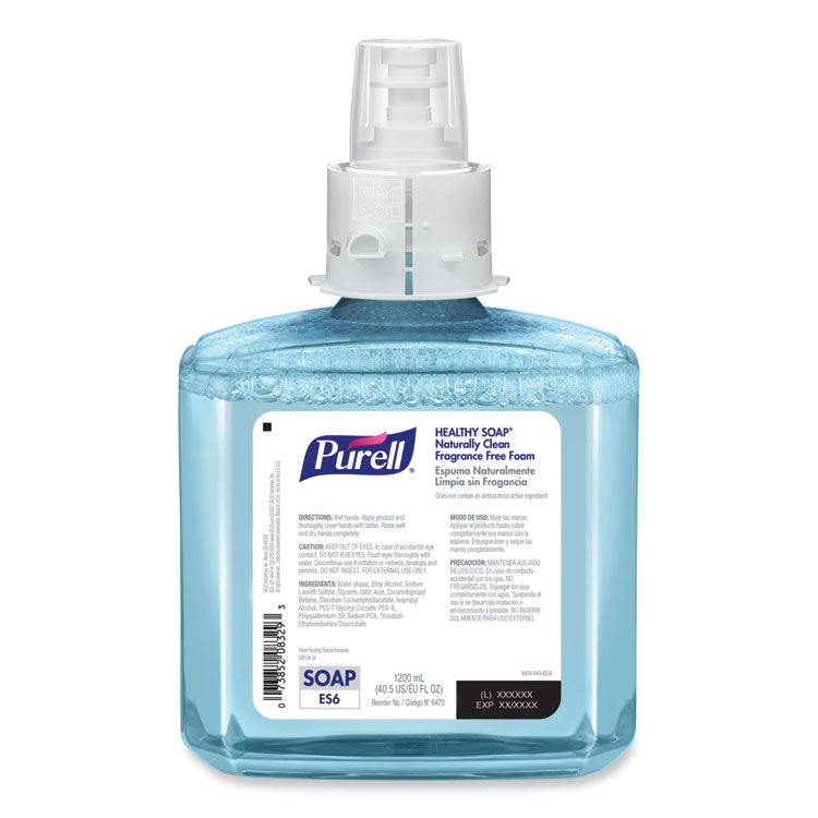 CLEAN RELEASE Technology HEALTHY SOAP Naturally Clean Foam Refill, For ES6 Dispensers, Fragrance-Free, 1,200 mL, 2/Carton