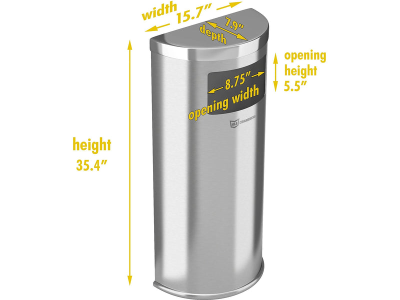 HLS Commercial Stainless Steel Trash Can, 9-Gallon, Silver (HLSC01G09A)
