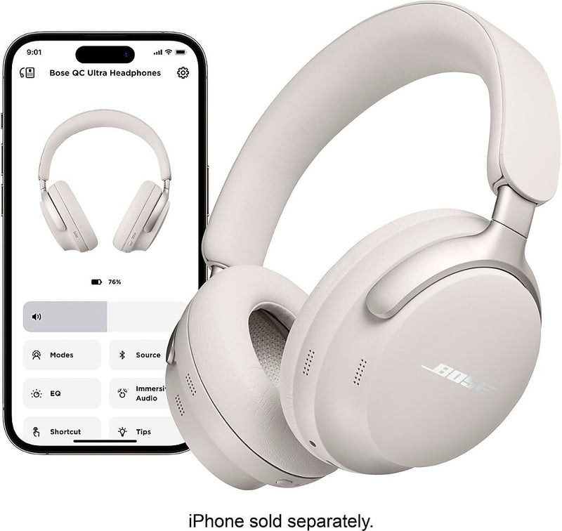 Bose QuietComfort Ultra Wireless Noise Cancelling Over-the-Ear Headphones, White Smoke (880066-0200)