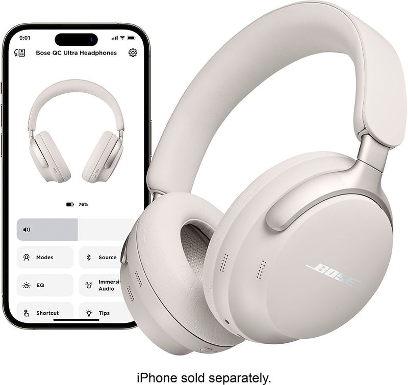 Bose QuietComfort Ultra Wireless Noise Cancelling Over-the-Ear Headphones, White Smoke (880066-0200)