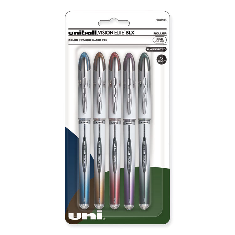 VISION ELITE BLX Series Hybrid Gel Pen, Stick, Bold 0.8 mm, Assorted Ink and Barrel Colors, 5/Pack