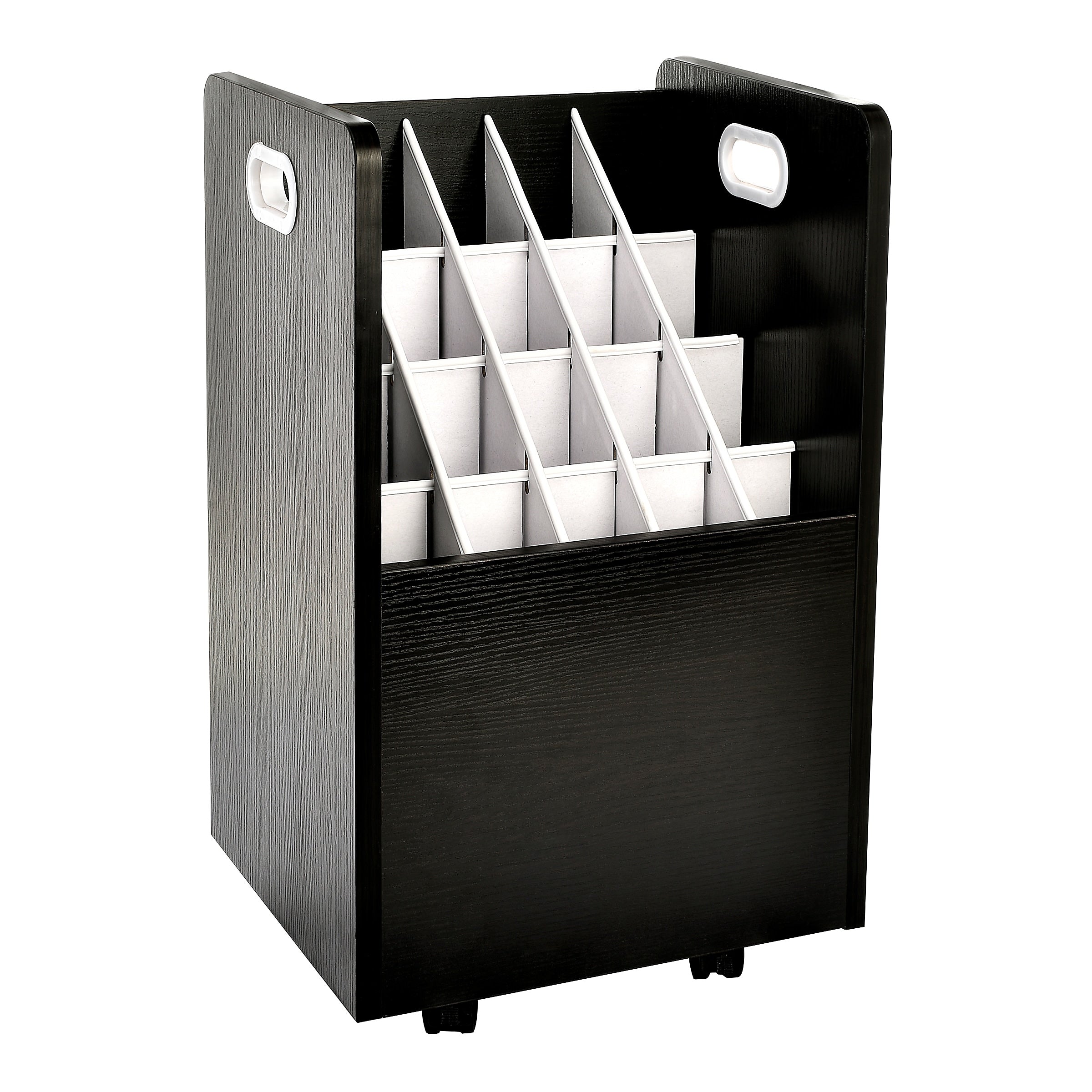 AdirOffice 20-Slot Mobile Roll File, 24.75" H x 15.25" W x 13.25" D, Black (624-BLK-KIT1)