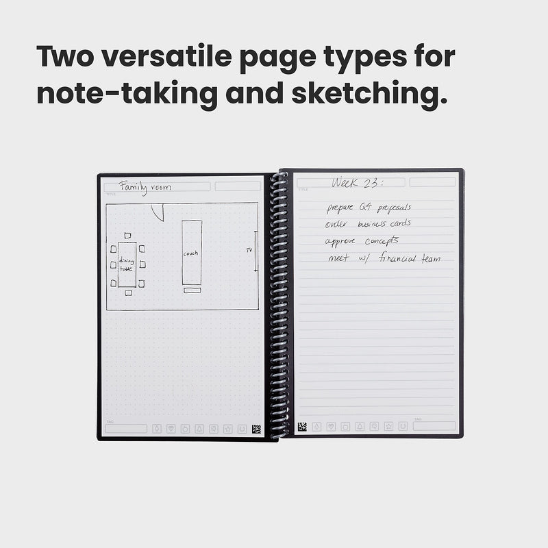 Rocketbook Fusion Reusable Notebook Planner Combo, 6" x 8.8", 42 Sheets, Black (EVRF-E-RC-A-FR)