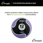 Champion Sports 12 lbs. Rhino Elite Medicine Ball, Purple (CHMP699)