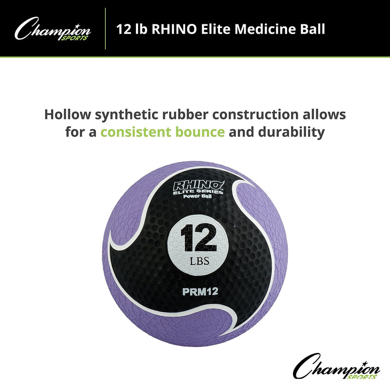 Champion Sports 12 lbs. Rhino Elite Medicine Ball, Purple (CHMP699)
