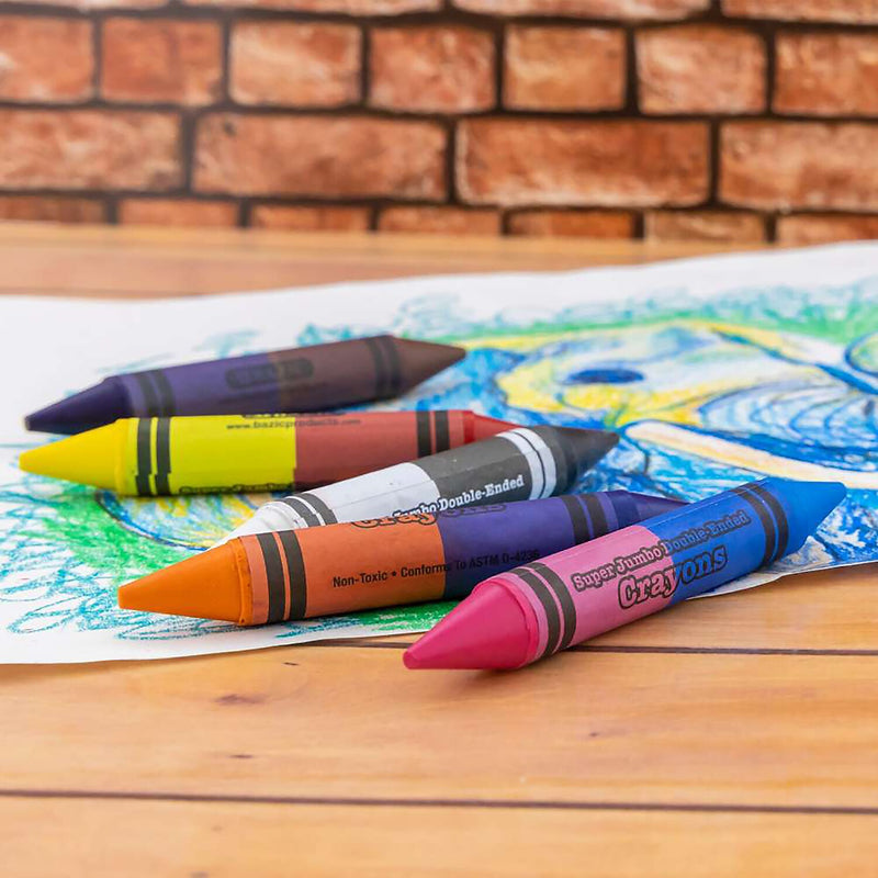 Bazic Double-Ended Jumbo Crayons, Assorted Colors, 6/Pack, 12 Packs/Bundle (BAZ2520-12)