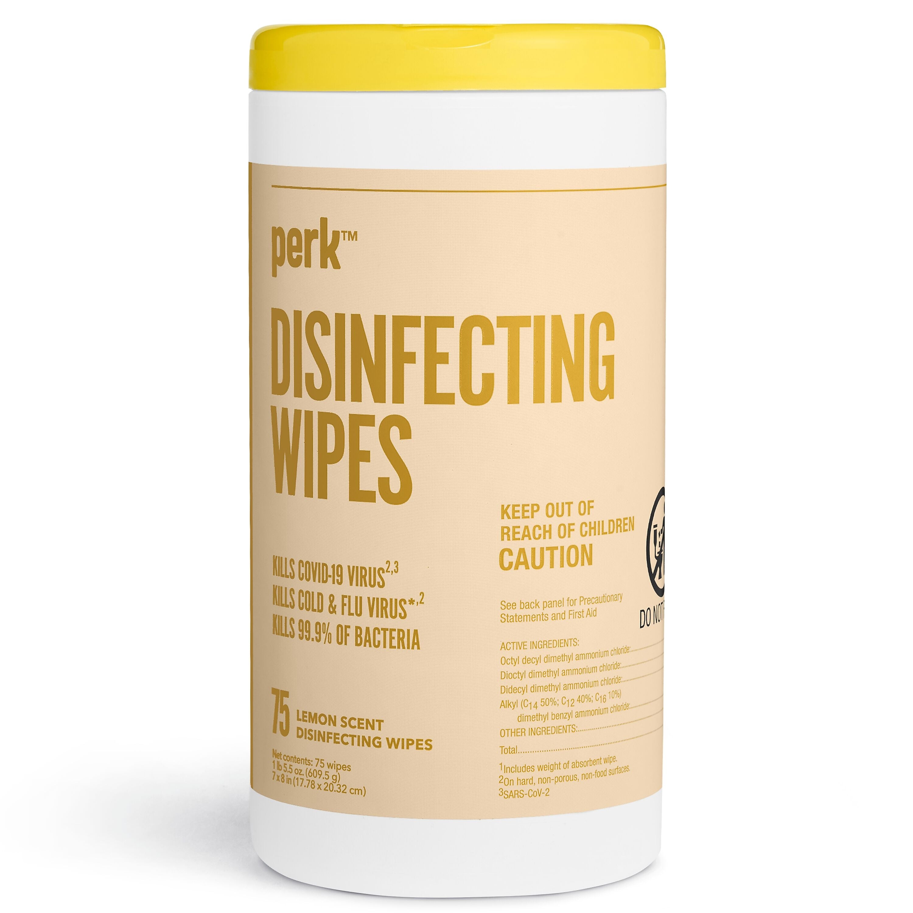 Perk™ Disinfecting Wipes, Lemon, 75 Wipes/Pack (PK56665)