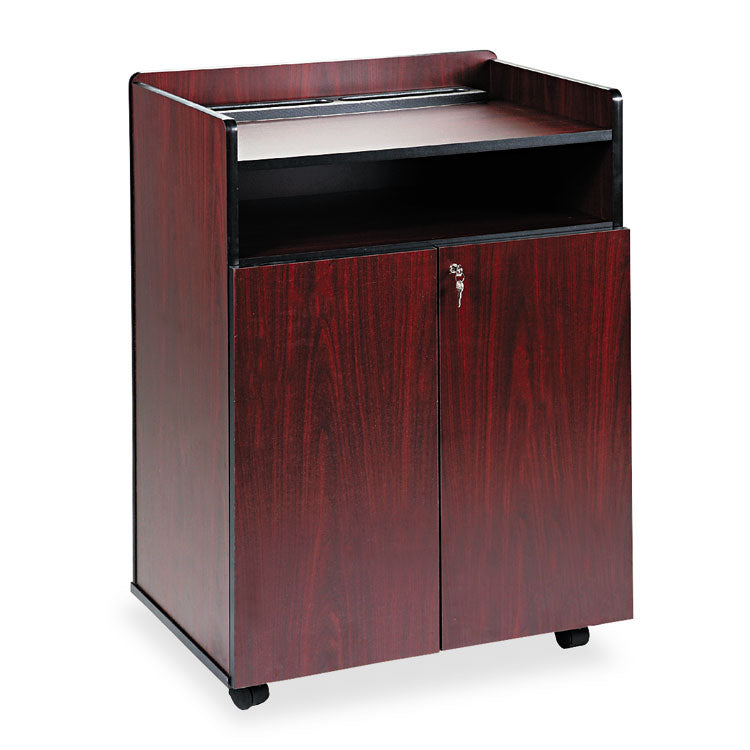 Executive Mobile Presentation Stand, 29.5 X 20.5 X 40.75, Mahogany