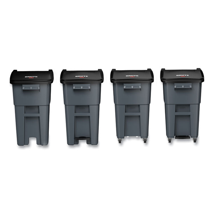 Square Brute Rollout Container, 50 gal, Molded Plastic, Gray