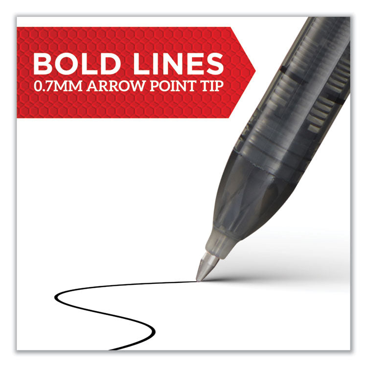 Professional Design Rollerball Pen, Stick, Medium 0.7 mm, Red Ink, Black/Red Barrel, Dozen