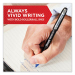 Professional Design Rollerball Pen, Stick, Medium 0.7 mm, Black Ink, Black Barrel, Dozen