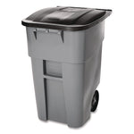 Square Brute Rollout Container, 50 gal, Molded Plastic, Gray