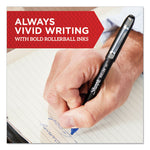 Professional Design Rollerball Pen, Stick, Medium 0.7 mm, Blue Ink, Black/Blue Barrel, Dozen