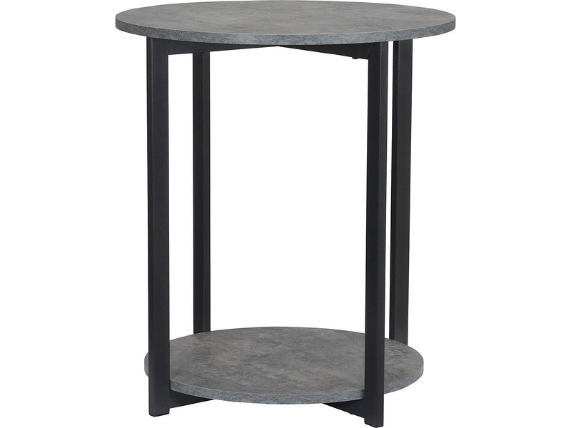 Household Essentials Graystone 21"Dia. Laminate Round End Table, Rustic Slate Concrete/Black (8092-1)