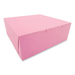 Pink One-Piece Non-Window Bakery Box, 14 x 14 x 5, Pink, Paper, 50/Carton
