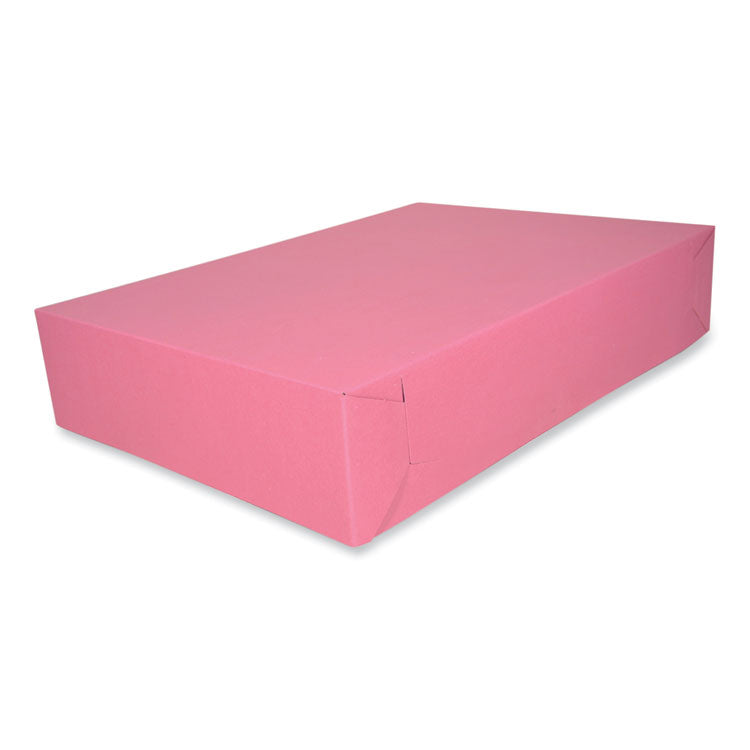 Pink Two-Piece Non-Window Bakery Box, 19.5 x 14 x 4, Pink, Paper, 100/Carton