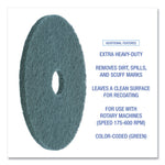 Heavy-Duty Scrubbing Floor Pads, 19" Diameter, Green, 5/carton