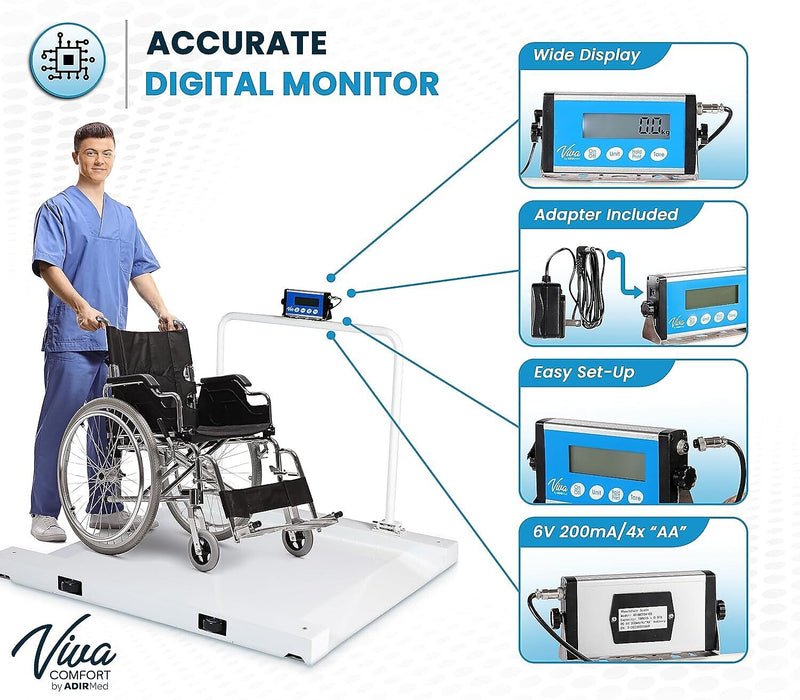 Viva Comfort ME904 ADI904-03-MK Wheelchair Scale, White, 1100 lbs. Capacity
