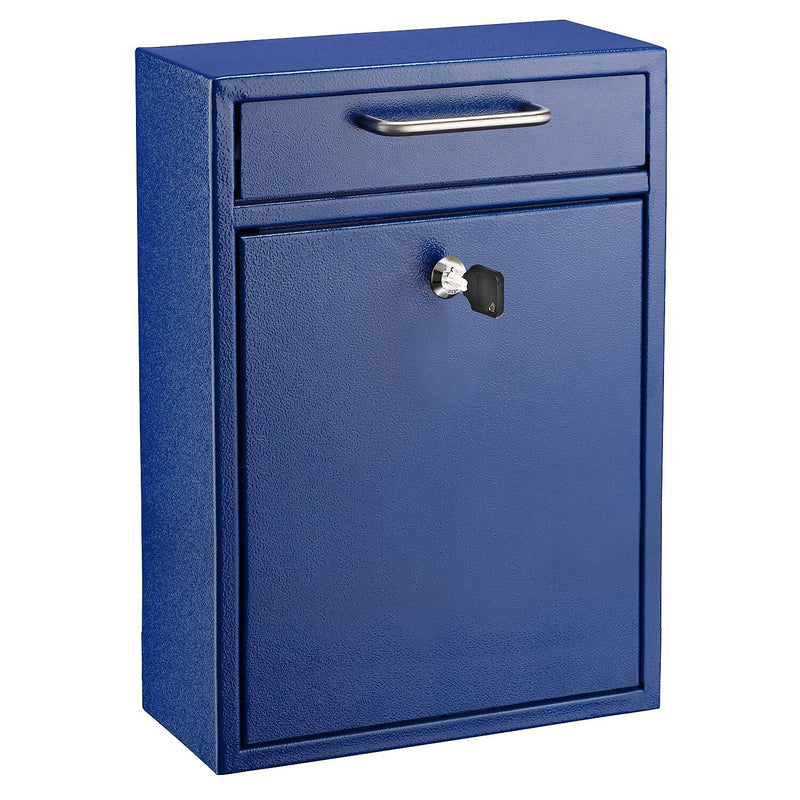 AdirOffice Steel Large Wall Mounted Drop Box Interoffice Mailbox, Key Lock, Blue (631-04-BLU-PKG)