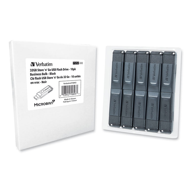 Store 'n' Go USB Flash Drive Business Bulk, 32 GB, Black, 10/Pack