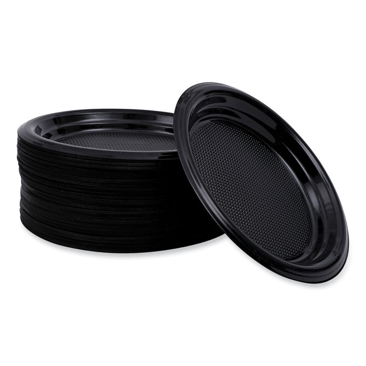 Hi-Impact Plastic Dinnerware, Plate, 6" Dia, Black, 1,000/carton