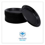 Hi-Impact Plastic Dinnerware, Plate, 6" Dia, Black, 1,000/carton