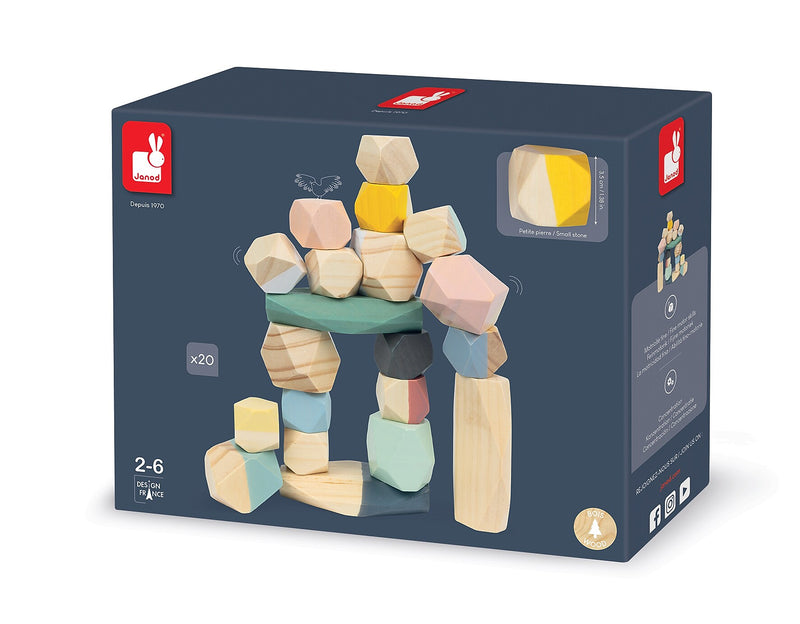 Janod Sweet Cocoon Stacking Stone Blocks, Multicolored (J04401)